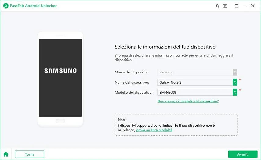 resettare telefono android bloccato Samsung