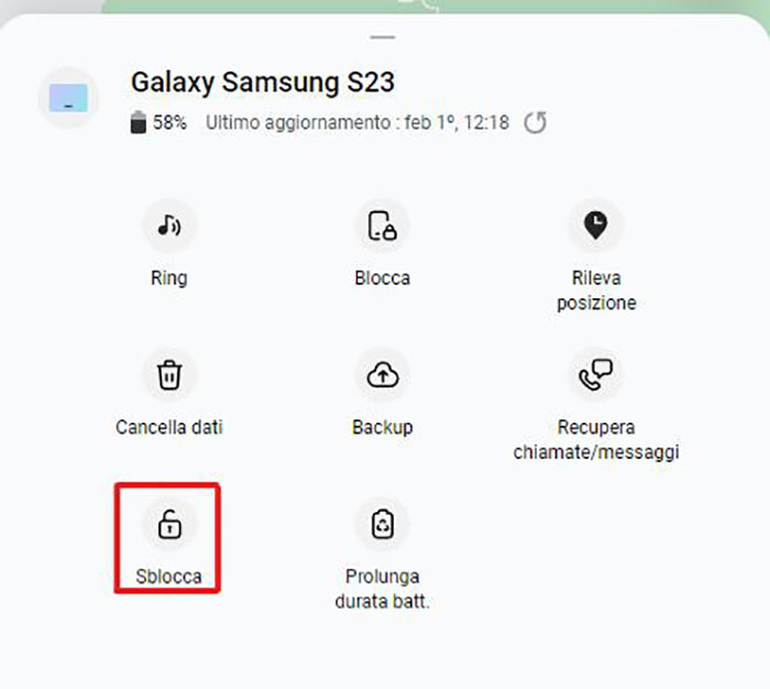 rimuovere la schermata di blocco tramite trova il mio dispositivo