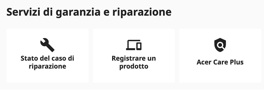Contatta l'Assistenza Acer
