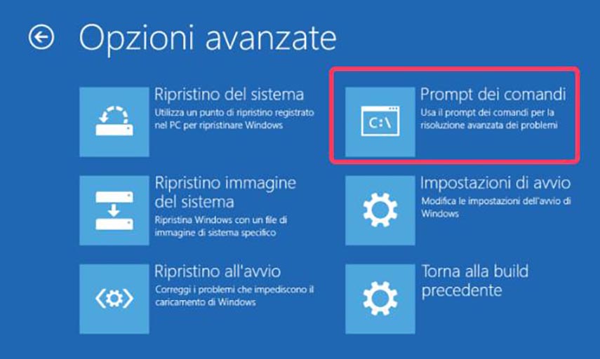 correggere errore 1962 dal prompt dei comandi
