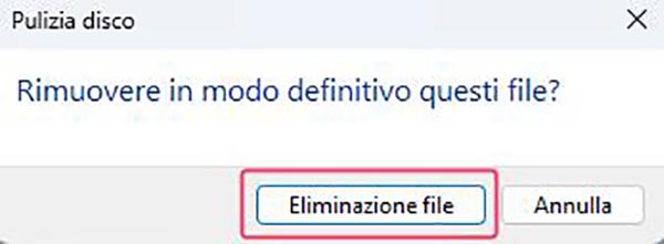 Diagnostica del PC in corso, elimina file pulizia del disco