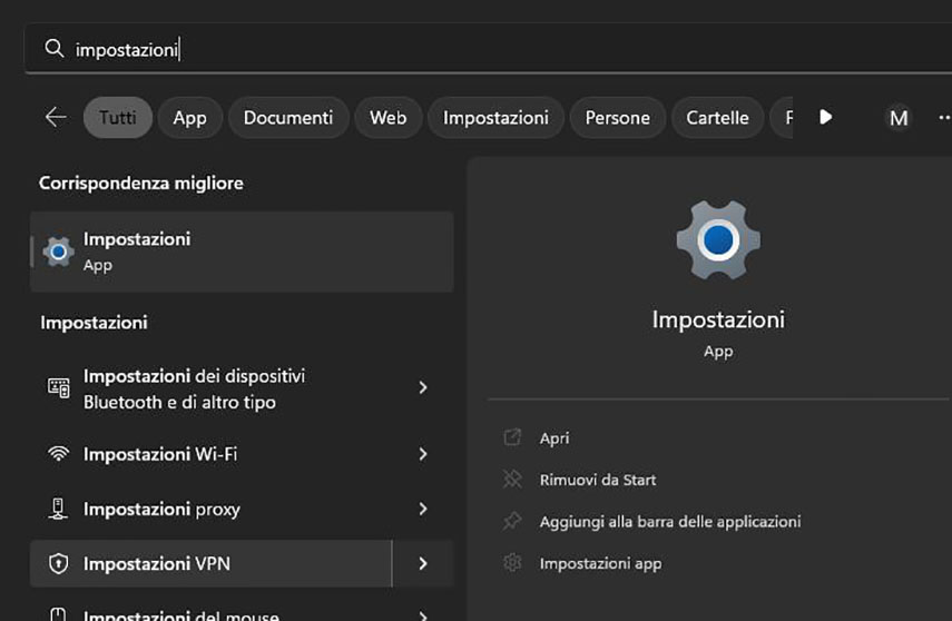impostazione