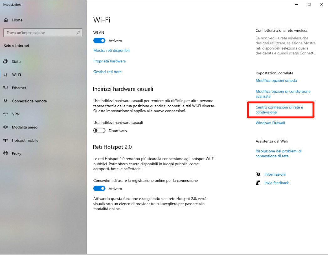 connessioni di rete e condivisione