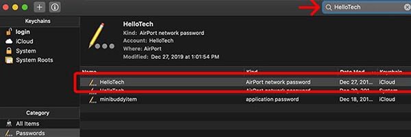 mac keychain access wifi password