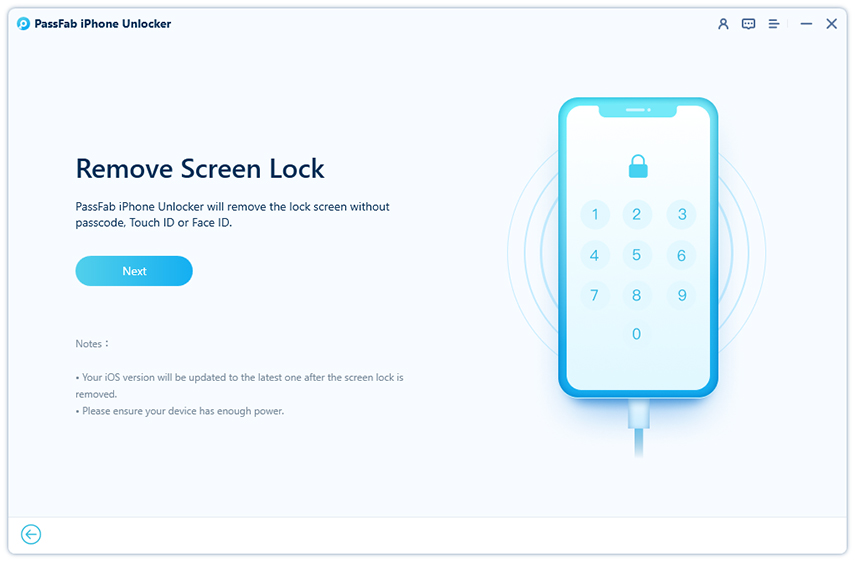 Come sbloccare iPhone senza codice con iPhone Unlocker. Clicca su Avvio.