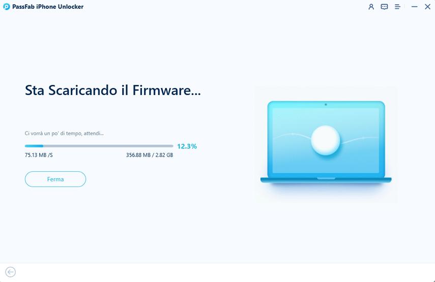 Riavvia il telefono senza codice. Firmware scaricato con PassFab iPhone Unlocker
