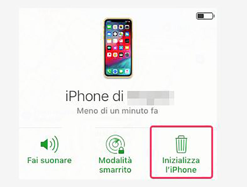 inizializza iPhone per sbloccarlo