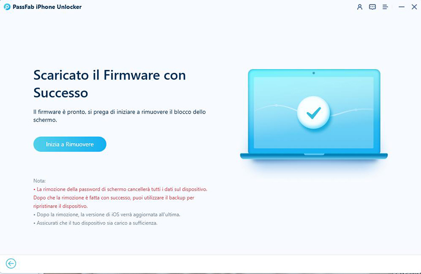 Ripristinare passcode iPhone. Firmware scaricato