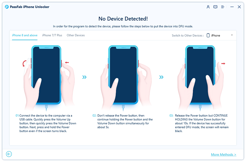 Come sbloccare un telefono con iPhone Unlocker: modalità DFU.