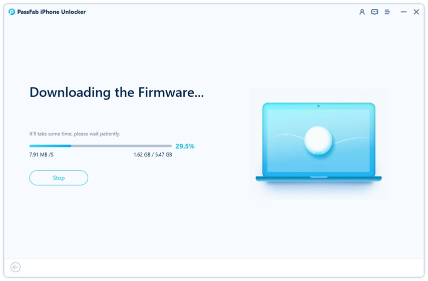 Riavvia il telefono senza codice con iPhone Unlocker. Attendi il download