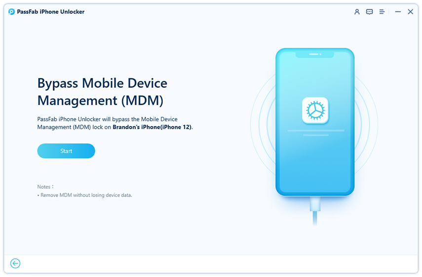 Come sbloccare un telefono con iPhone Unlocker. Clicca su Start.