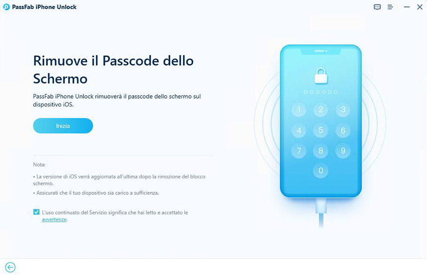 Rimuovere password dello schermo