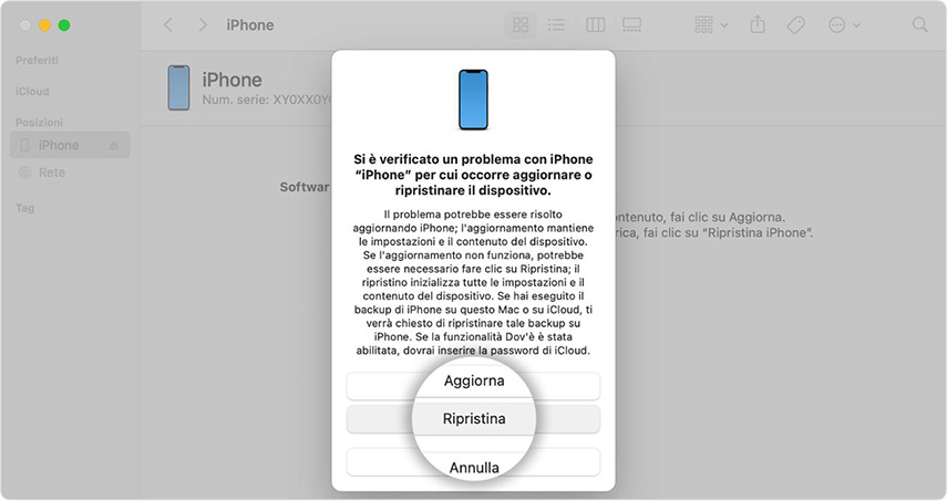 Come sbloccare iPhone. Seleziona Ripristina iPhone