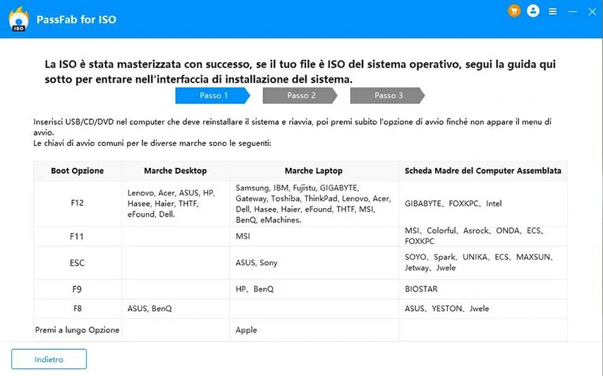  masterizzazione USB riuscita 