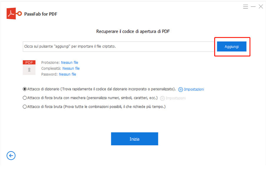 Togliere Password PDF con PassFab For PDF. Aggiungi il documento PDF