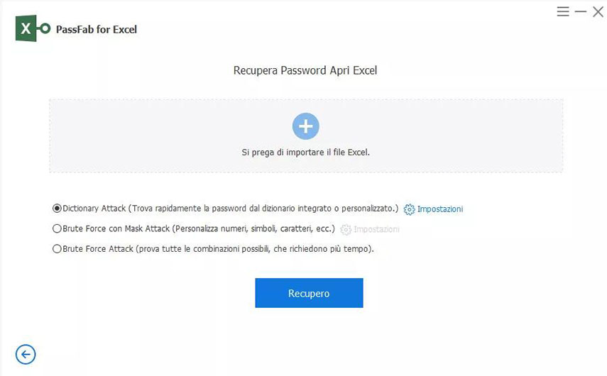 Carica il file di cui vuoi recuperare la password