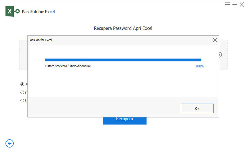 Rimuovere protezione foglio Excel con PassFab per Excel. Download dizionario