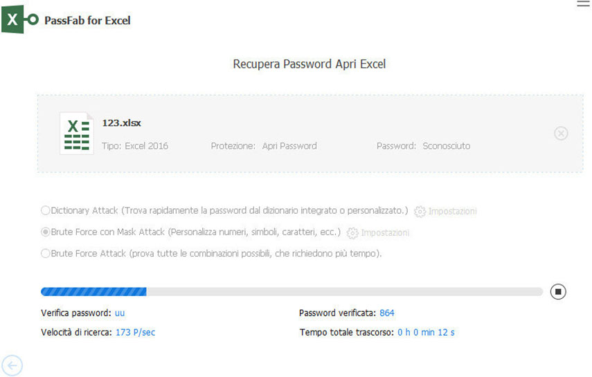 Rimuovere protezione foglio Excel con PassFab per Excel. Ricerca Password