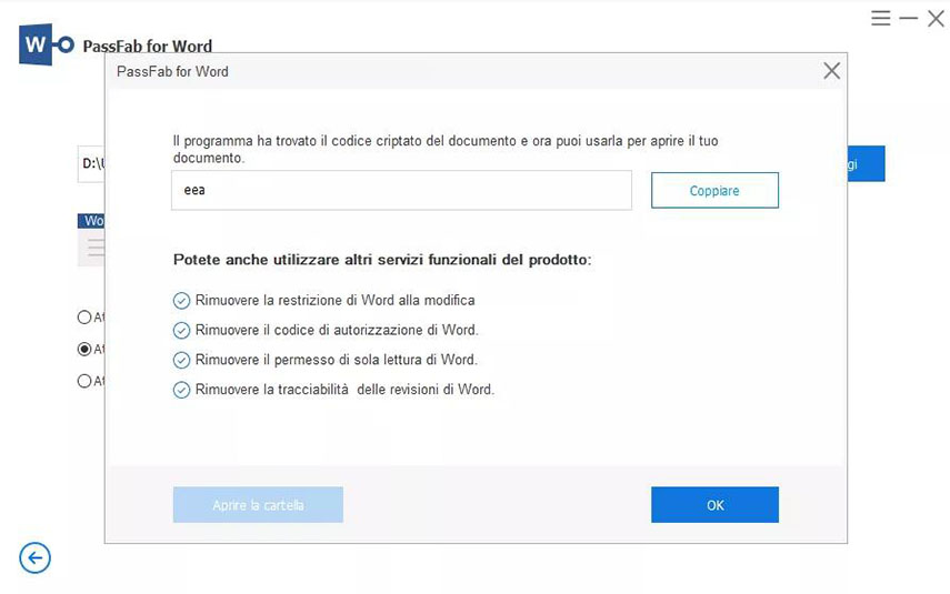 Sbloccare un file Word: Password recuperata.