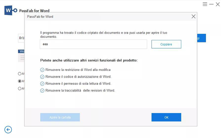 Sbloccare Word: Password recuperata.