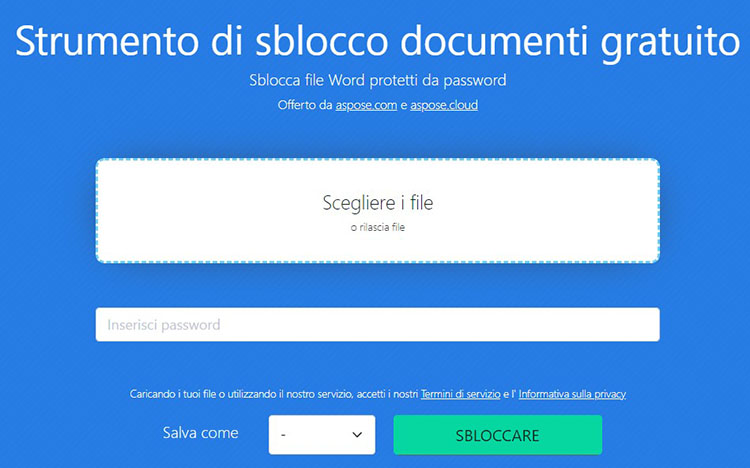 Word bloccato: Sblocco password online
