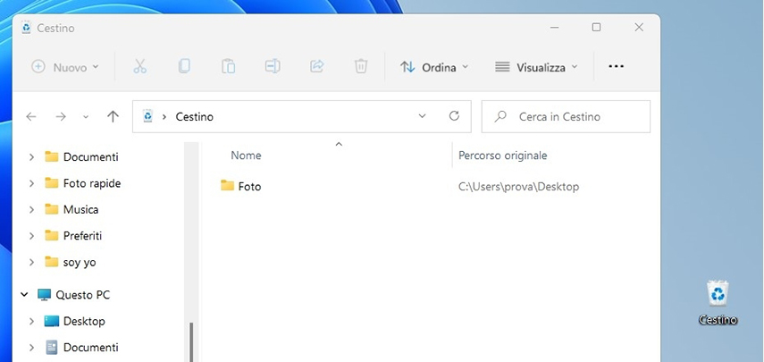 Recupero file cancellati. Recupera i file da cestino