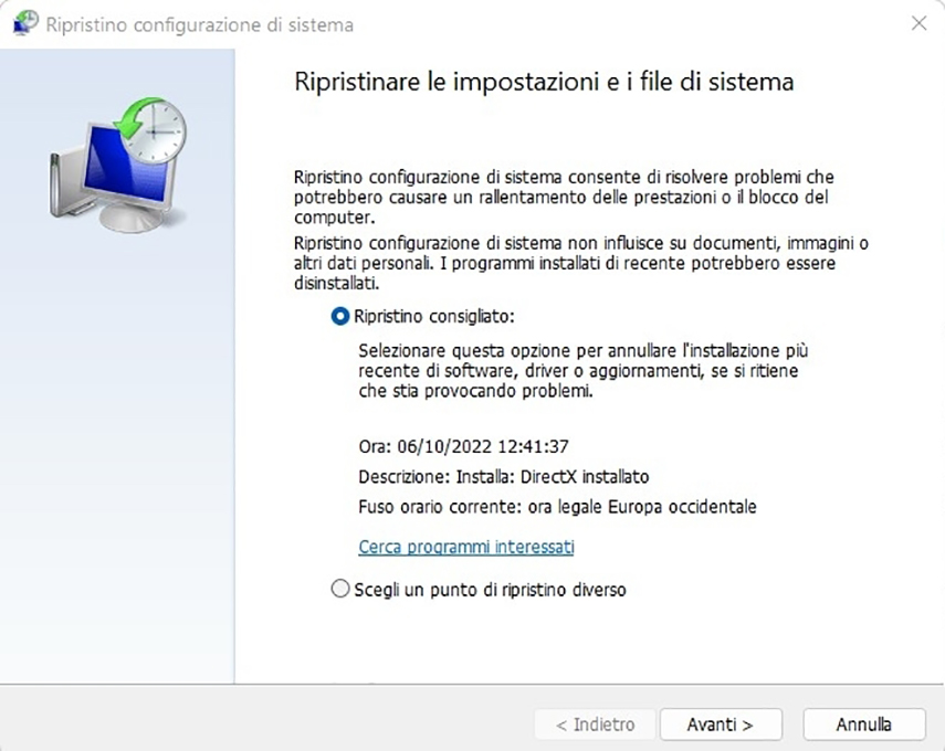 Windows Update bloccato. Ripristino configurazione di sistema.