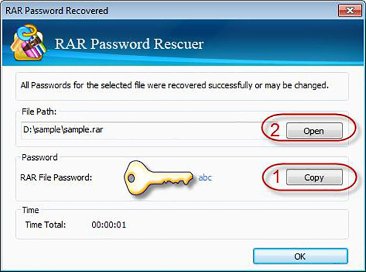 Aprire file RAR. Utilizza RAR Password Pecovered