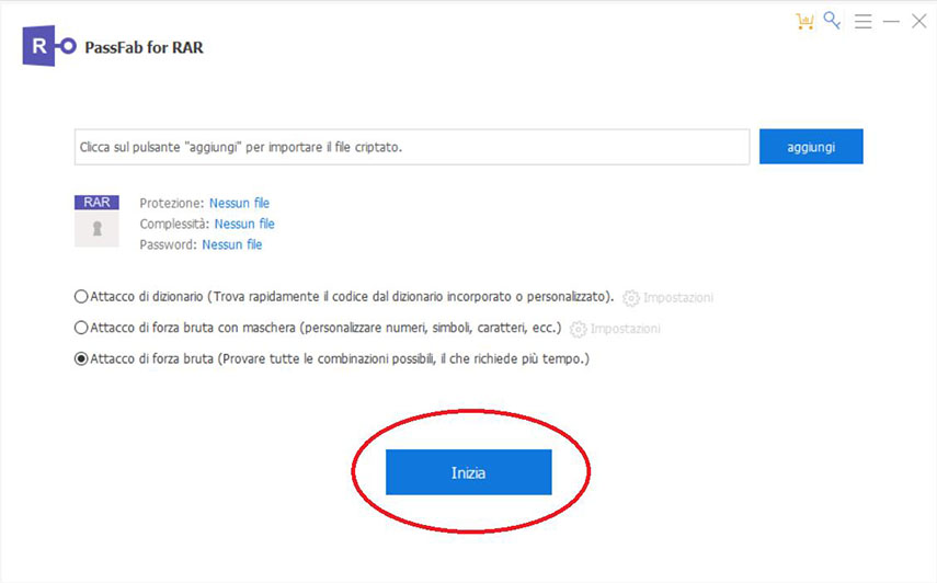 Aprire un file rar. Avvio procedura