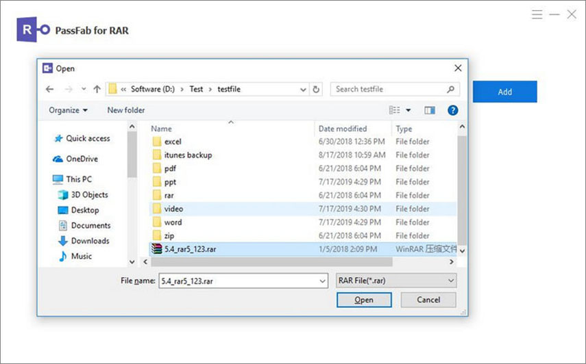Aprire file RAR online con PassFab For PDF. Importare file RAR.