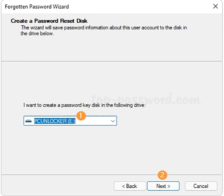 Crea disco di reset