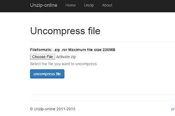 Unzip-online. Rimuovi password online